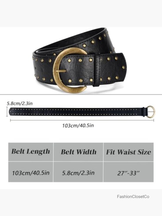 Wide Studded PU Leather Belt Punk Western Cowgirl Cinch Belt main image 5